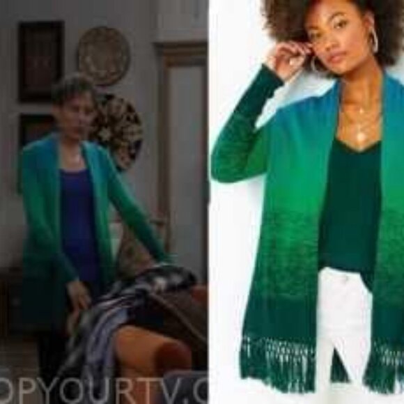 Lilly Pulitzer Tatum Cardigan Ombre Blue-Green EUC 2XL - Picture 2 of 7